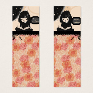 Name Floral Black Orange Peach Bookmarks