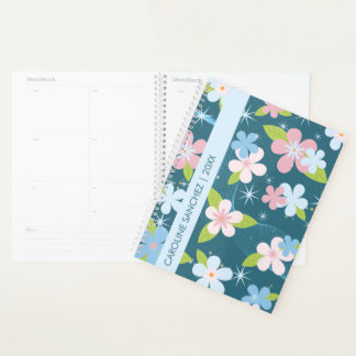 Name floral blue year feminine elegant planner