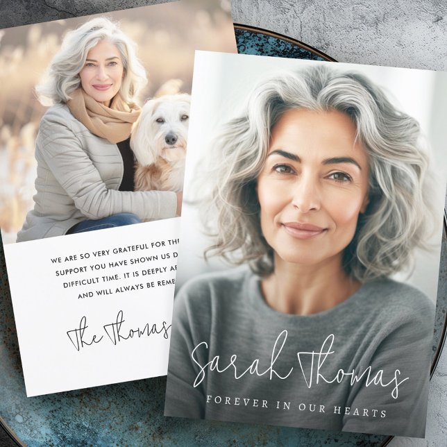 Name forever in our hearts photo funeral sympathy thank you card (Name forever in our hearts photo funeral sympathy thank you card)