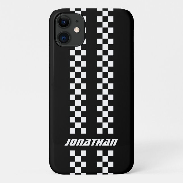 Name Fully Custom Colours Double Chequered Stripes Case-Mate iPhone Case (Back)