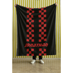 Name Fully Custom Colours Double Chequered Stripes Fleece Blanket