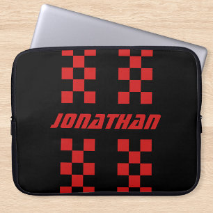 Name Fully Custom Colours Double Chequered Stripes Laptop Sleeve
