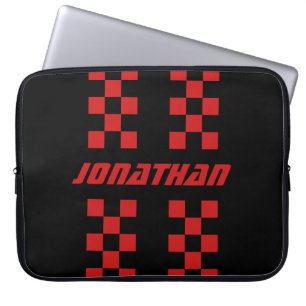 Name Fully Custom Colours Double Chequered Stripes Laptop Sleeve