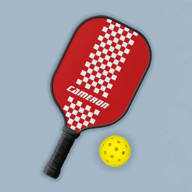 Name Fully Custom Colours Double Chequered Stripes Pickleball Paddle (Creator Uploaded)