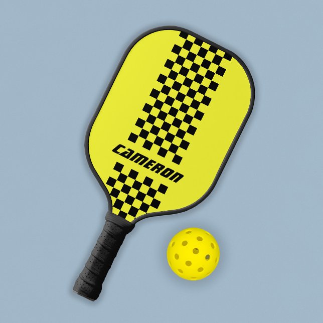 Name Fully Custom Colours Double Chequered Stripes Pickleball Paddle (Creator Uploaded)