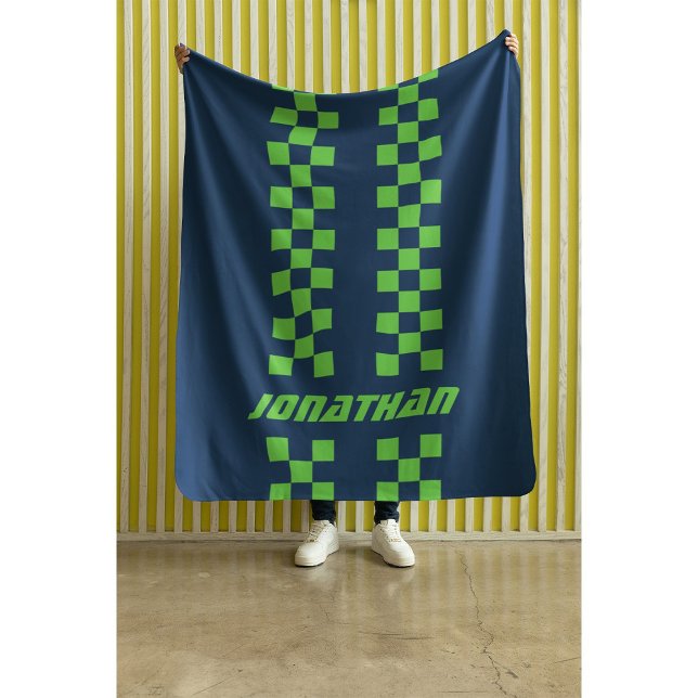 Name Fully Custom Colours Double Chequered Stripes Sherpa Blanket (Creator Uploaded)