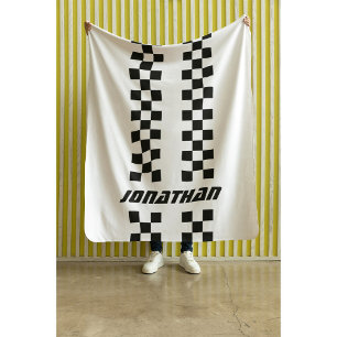 Name Fully Custom Colours Double Chequered Stripes Sherpa Blanket