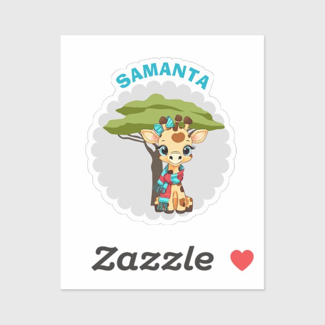 "Name" Giraffe in the Savanna Sticker Sheet (Sheet)