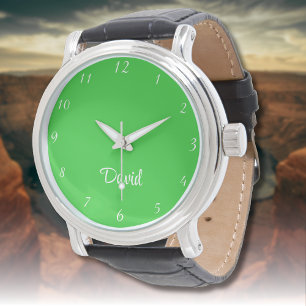 Name Girl Boy Women Men Lime Green Elegant Watch