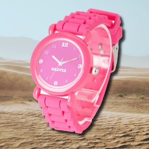 Name Girl Boy Women Men   Neon Pink Stylish Watch
