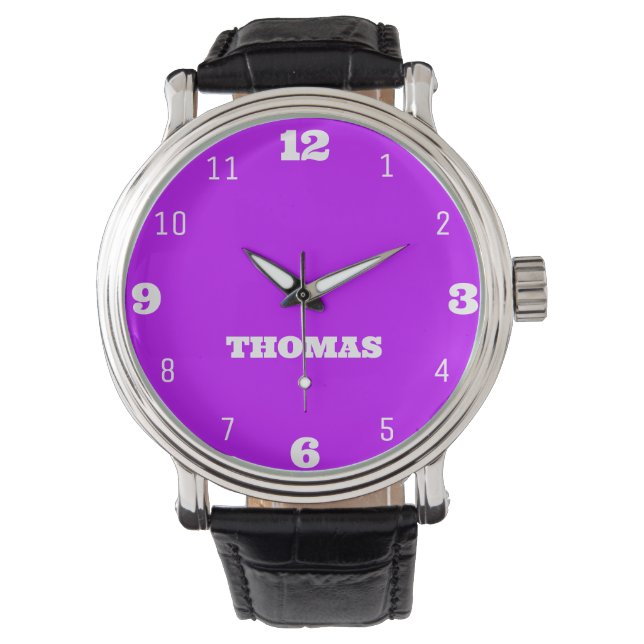Name Girl Boy Women Men | Neon Purple Stylish Watch (Front)