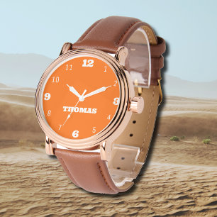 Name Girl Boy Women Men Sunset Orange Stylish Watch