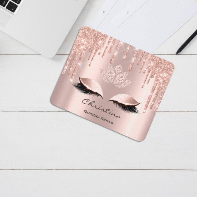 Name Glitter Makeup Beauty Studio Lash Pink Marble Mouse Pad (Name Glitter Makeup Beauty Studio Lash Pink Marble Mouse Pad)
