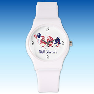 Name & Gnomes, 4th of July, White Silicone Sport Watch