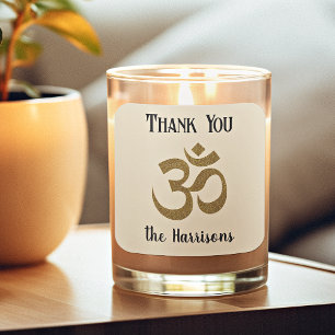 Name. Gold Om Symbol 3-in Thank You Sticker