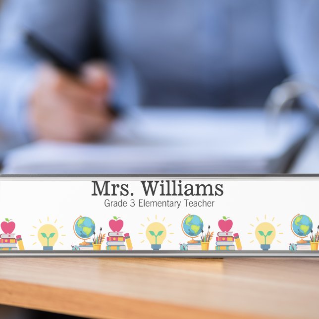 Name, Grade Level, Teacher Appreciation, Custom Desk Name Plate (Creator Uploaded)