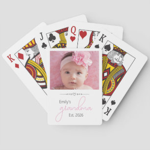 Name Grandma Established Year Photo Script Font Playing Cards