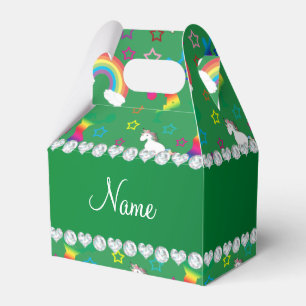 Name green cheerleading rainbow unicorns stars favour box