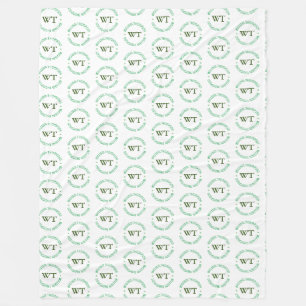 Name (green circle monogram) stamped allover Clear Fleece Blanket