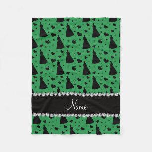 Name green princess hearts stars crown fleece blanket