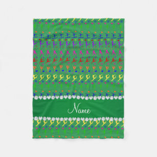 Name green rainbow gymnastics hearts stars fleece blanket