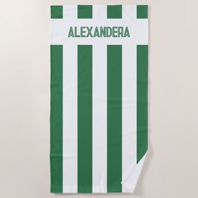 Name Green Tropical Bachelorette Bridesmaid  Beach Towel (Front)