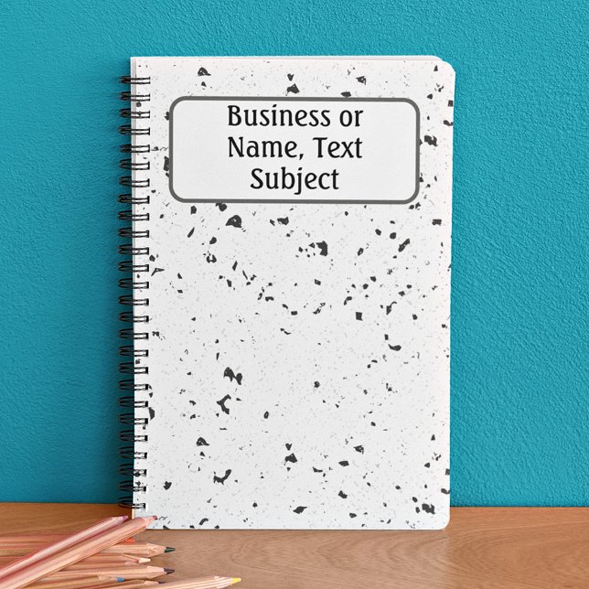 Name, Grey & Black Small Marble Chips Terrazzo Notebook (Creator Uploaded)