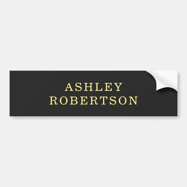 Name Grey Yellow Professional Stylish Minimalist Bumper Sticker (Front)