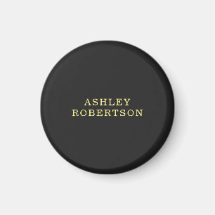 Name Grey Yellow Professional Stylish Minimalist Magnet