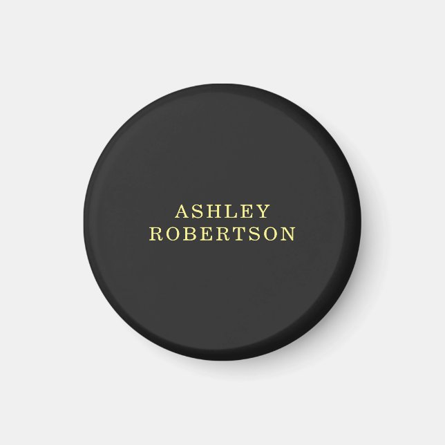 Name Grey Yellow Professional Stylish Minimalist Magnet (Front)