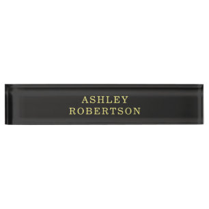 Name Grey Yellow Professional Stylish Minimalist Nameplate