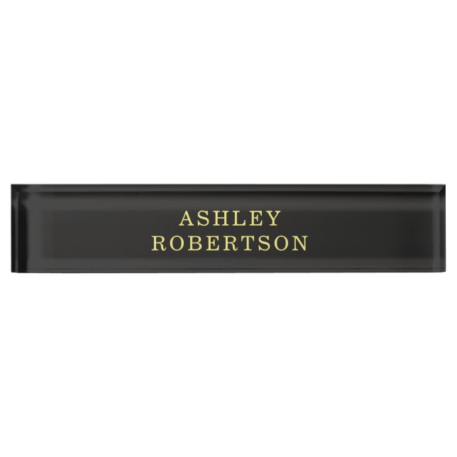 Name Grey Yellow Professional Stylish Minimalist Nameplate (Front)
