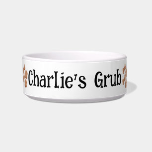 'Name Grub' & Pet Dog Treat, Personalised Bowl