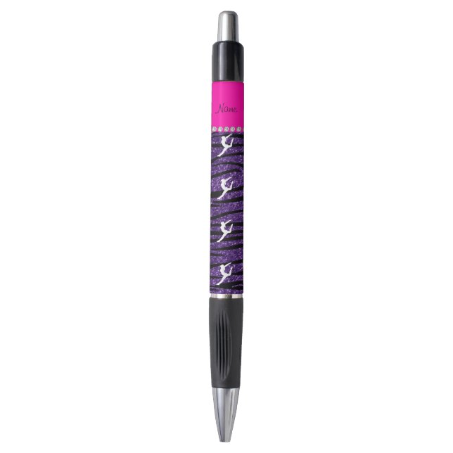 Name gymnast purple glitter zebra stripes (Front Vertical)