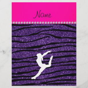 Name gymnast purple glitter zebra stripes flyer
