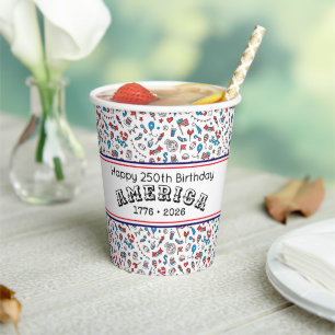 Name Happy 250th Birthday America Years Cute Paper Cups