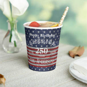 Name    Happy Birthday America 250 Years Flag Paper Cups