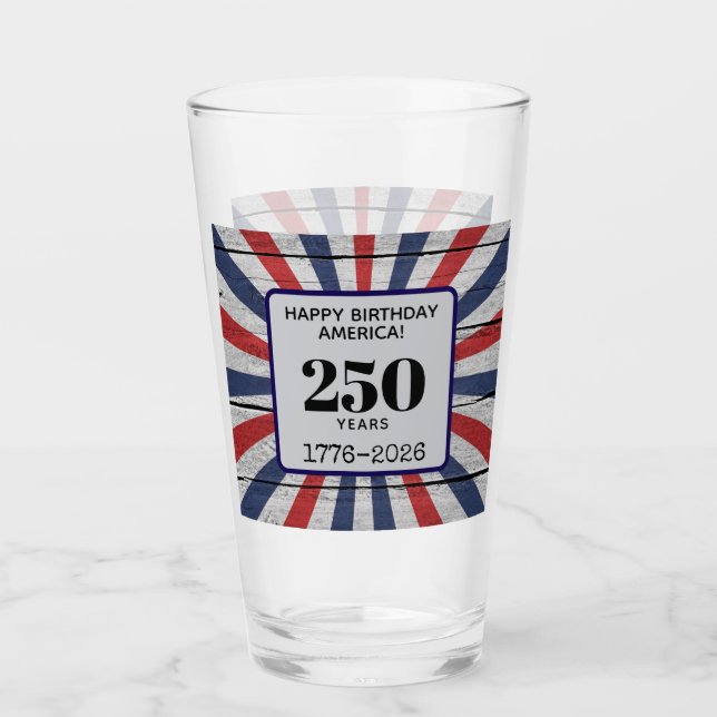 Name || Happy Birthday America Starburst Pint Glass (Front)