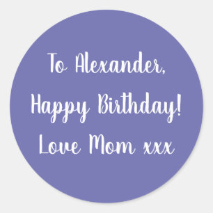 Name Happy Birthday Periwinkle gift tag sticker