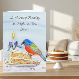 Name Happy February Birthday Painted Bunting Card