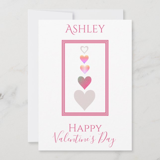 Name Happy Valentine's Day Modern Hearts Cute Holiday Card (Front)
