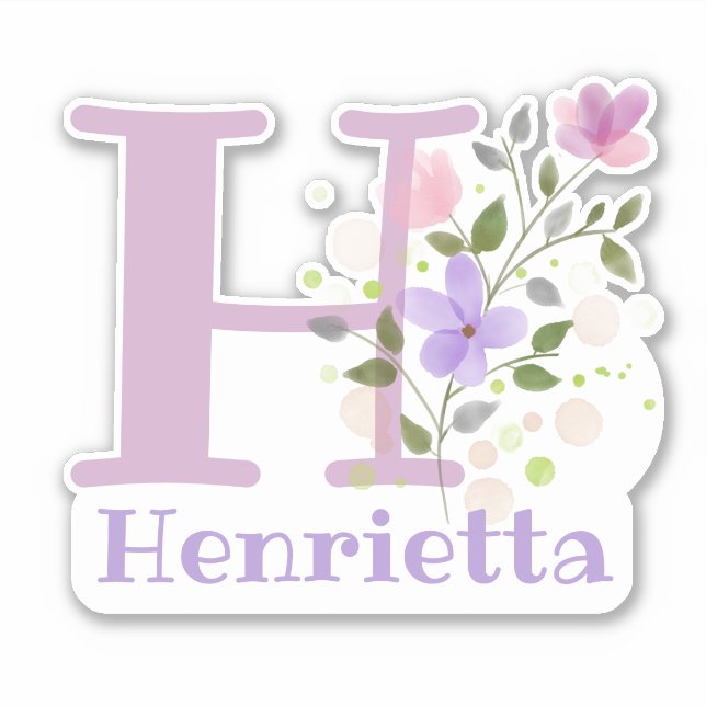 Name Henrietta & Initial with Floral Design (Front)