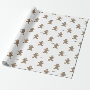 Name, Holiday Gingerbread Man Pattern 29in x 6ft Wrapping Paper