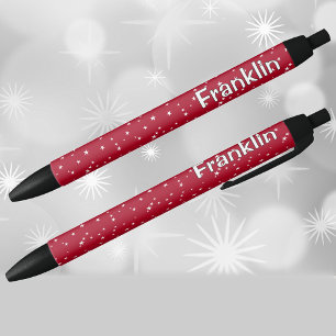 Name    Holiday Red and White Stars Pattern Black Ink Pen