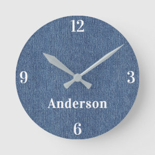 Name    Home Office Classic Blue Denim Print 8-in Round Clock
