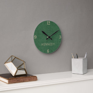 Name    Home Office Classic Green Denim Print 8-in Round Clock