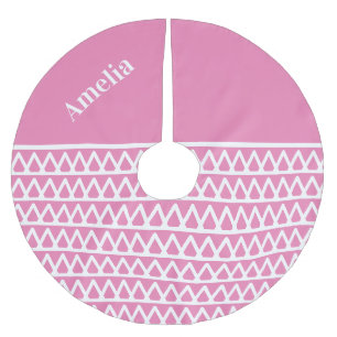Name Hot Pink Pattern Christmas Brushed Polyester Tree Skirt