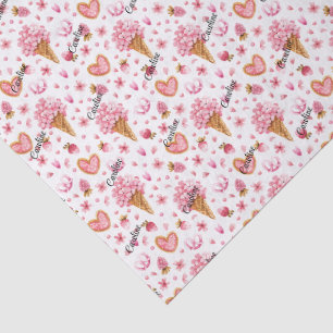 Name, Hydrangea Flowers Heart Sugar Cookies Tissue Paper