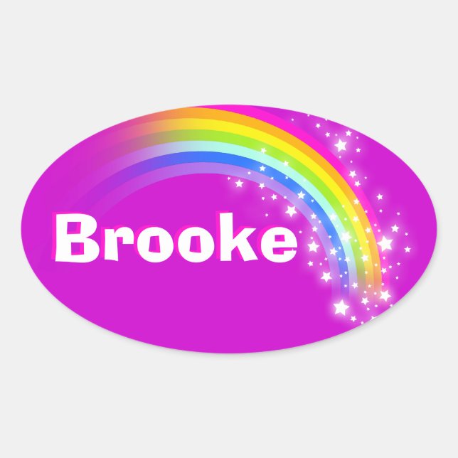 Name ID Brooke purple pink rainbow stickers (Front)