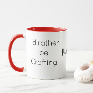 Name    I'd rather be Crafting Quote Red Combo Mug
